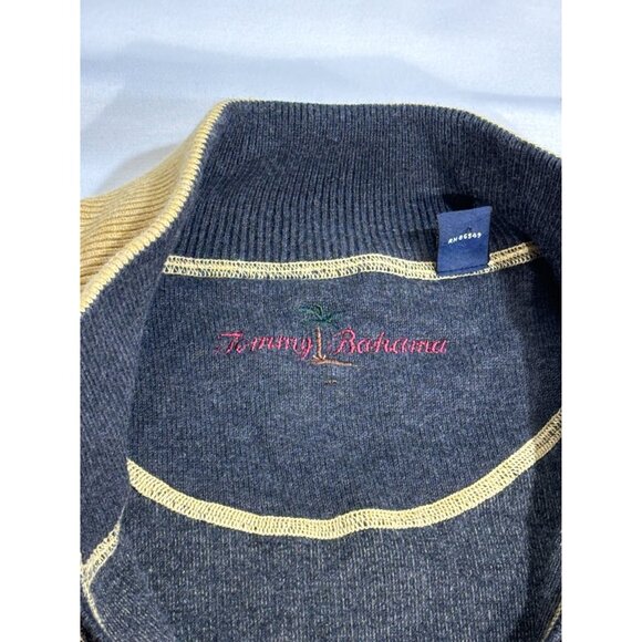 Tommy Bahama Half-Zip Reversible Sweater Men's XL Grey Gold VTG Grandpa - Picture 5 of 9